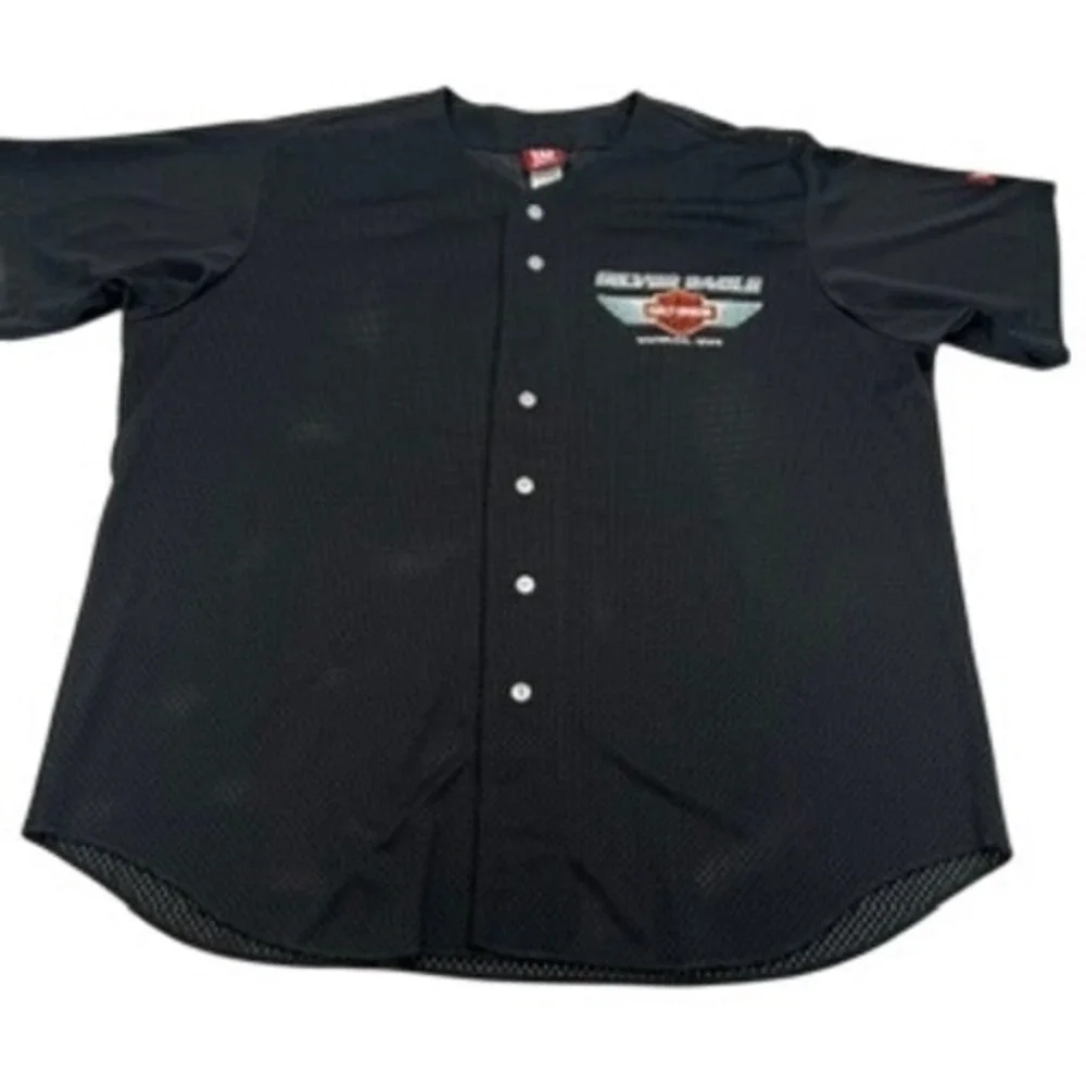 Wilson‎ Harley-Davidson Silver Eagle Baseball Jersey Black Mesh Mens XXL 03 Iowa